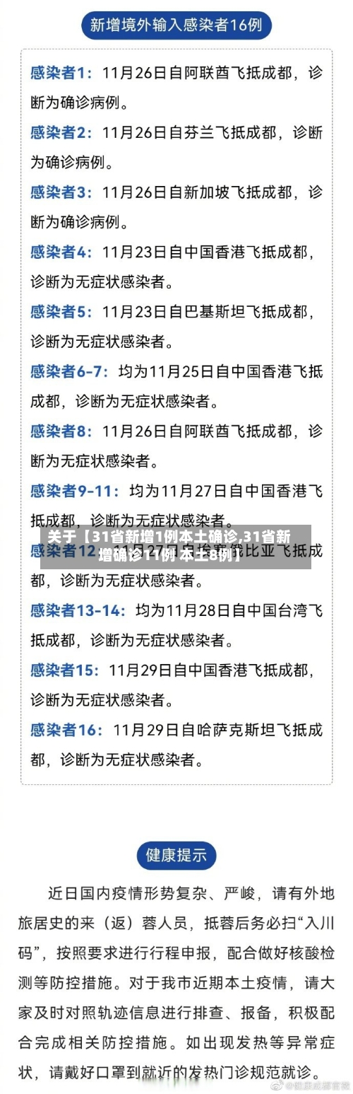 关于【31省新增1例本土确诊,31省新增确诊11例 本土8例】-第1张图片